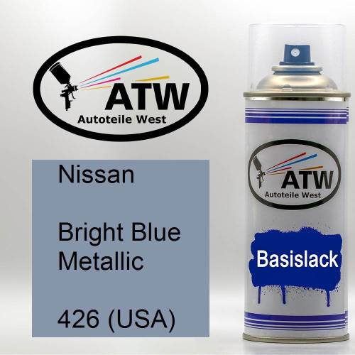 Nissan, Bright Blue Metallic, 426 (USA): 400ml Sprühdose, von ATW Autoteile West.